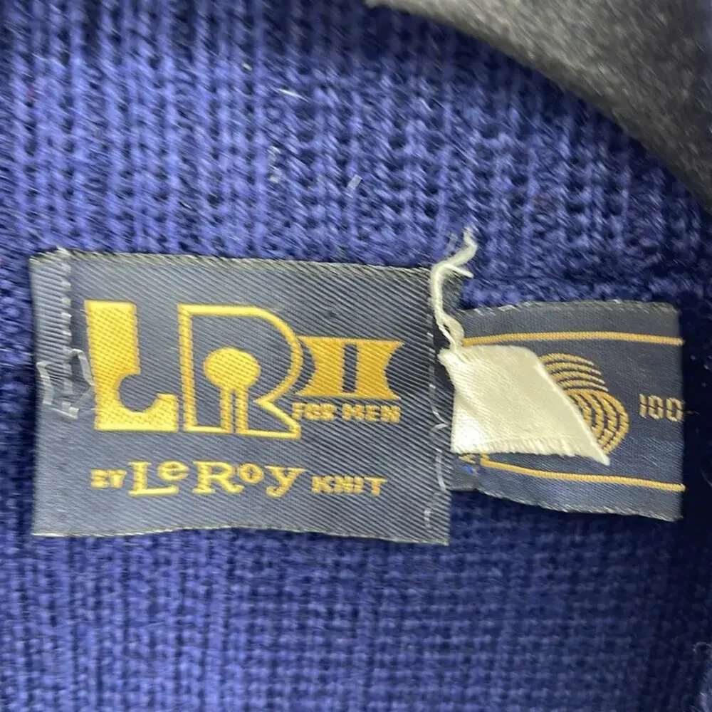 Vintage LR II BY Leroy Knit 100% pure wool double breasted shawl collar cardigan